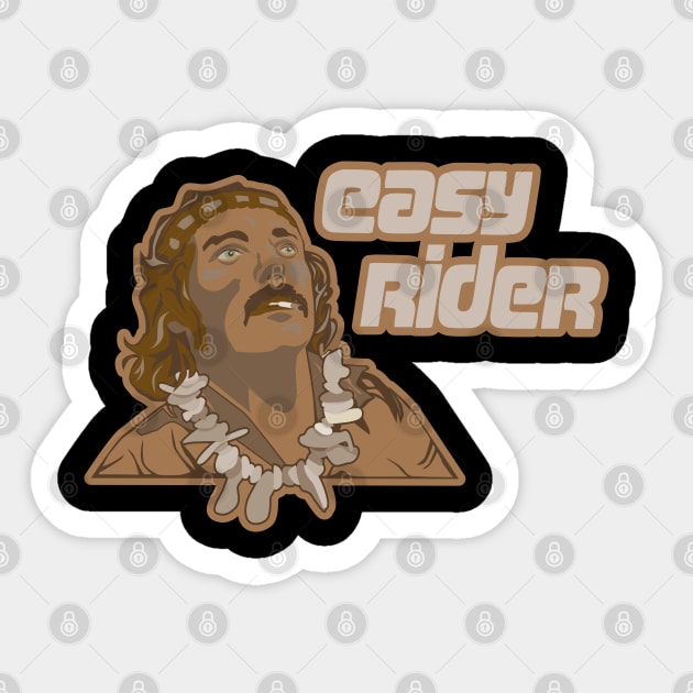 Stoned in the Sky: Dennis Hopper Tribute Tee - 'Easy Rider' UFO Scene Illustration Sticker by Boogosh